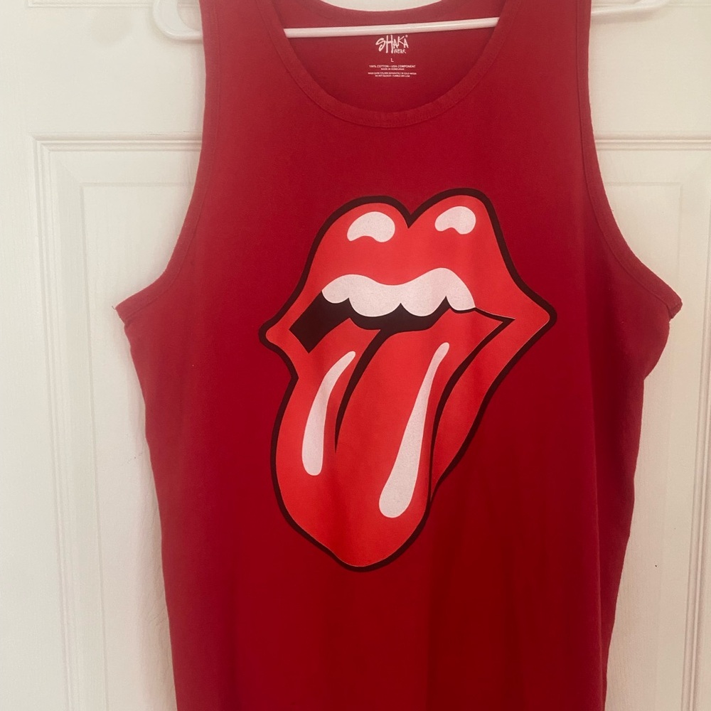 Red Tank Top with Iconic Lips Graphic